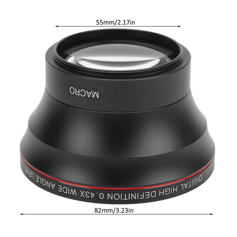 55mm 0.43X Wide Angle Lens Optical Glass Coating Technology Camera