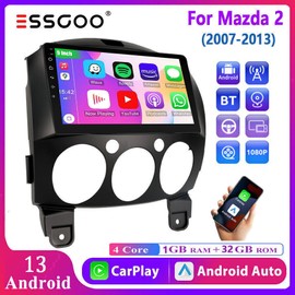 ESSGOO 32GB Apple Carplay For Mazda 2 2007-2013 Car Stereo Radio Android 13.0 GPS Navi