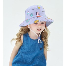 Malaxlx Baby Children's Sun Hat Fishing Hat Summer Hat UV Protection Beach Hat Bucket Hat Toddler Bucket Hat for Girls Boys, Dinosaurs