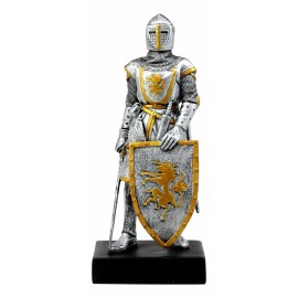 Medieval Swordsman Knight Of Heraldry Figurine 8.75"Tall Suit of Armor Statue