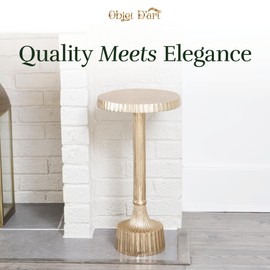 OBJET D'ART Small Round Gold End Tables, Inverness, 22'' Height, Vintage Metal Accent, Side, Pedestal, Coctail and Drink Tables for Living Room and Small Spaces