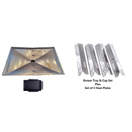 Quickflame Grill Drip Pans Adjustable Grease Tray and Heat Plates Set Fit for DynaGlo, Uniflame, BHG, Backyard Grill Models -(27")