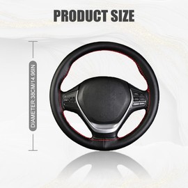 Car Steering Wheel Cover, Stitch on Wrap, Breathable Anti-Slip Car Steering Wheel Protector for Max Diameter 15", DIY Sewing with Needle Thread, Universal Car Interior Accessories for Most Models