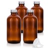 JUVITUS (4 Pack) 8 oz Amber Glass Boston Round Bottle