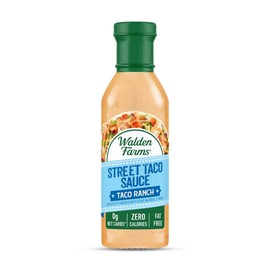 Walden Farms Taco Ranch Street Taco Sauce 12oz. Bottle - Vegan, Kosher and Keto Friendly, Non-Dairy Milk Substitute - Perfect for Taco Salads, Burritos, Rice Bowls, Chips and Many More