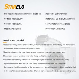 STARELO 30 Amp Generator Power Inlet Box NEMA TT-30P,125Volt, Outdoor dustproof and Weatherproof for generators, Welding Machines, etc.ETL Listed.(NEMA TT-30P Box)