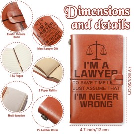 Lawyer Gifts, Lawyer Leather Journal, Christmas Birthday Gift for Paralegal, Attorney, Legal Assistant, Prosecutor, Law Student, 136 Page Refillable Journal Notebooks, Travel Diary for Men Office