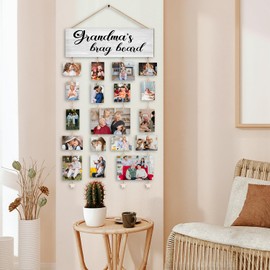 Orchroma Grandma Picture Frames Collage Wall Decor,Grandma Gifts,Grandma Picture Board for Photos,Hanging Photo Display with Clips,Grandma's Brag Board,Home Liveing Room Bedroom Wall Decor