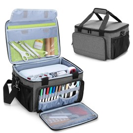 LUXJA Carrying Case Compatible with Cricut Joy Xtra, Bag Fits Cricut Joy Xtra, 8.5 x 12 inch Cut Mat and Other Supplies(with Multiple Storage Sections), Gray