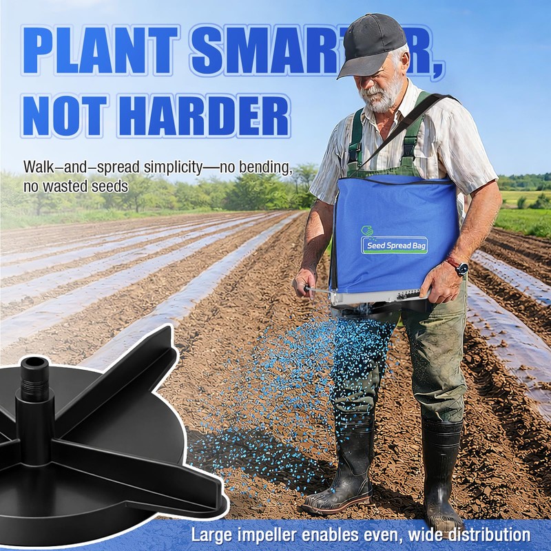 Zipcase 25lb Bag Seed Spreader with Waterproof Bag, Blue