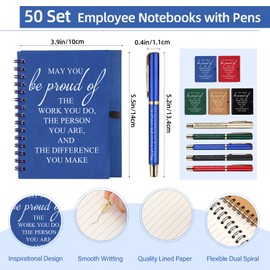 Honoson 50 Sets Employee Appreciation Gift May You Be Proud of The Work Journal with Ballpoint Pen Spiral Inspirational Notebook Bulk Thank You Team Coworker Teacher Christmas Gift Office supplies