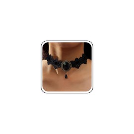 TseenYi Lace Black Choker Necklace Vintage Lace Wide Choker Necklace Black Pearl Lace Necklace Goth Lace Pattern Necklace Short Collar Necklace Jewelry for Women and Girls Cocktail Party