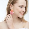 GUOXIAOMEI Chiffon Acrylic Rose Petal Earrings Dangle Exaggerated Flower Earrings