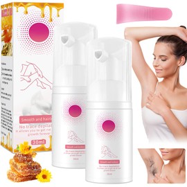 Beeswax Hair Removal Mousse, Gentle Beeswax Hair Removal Mousse Cream, Hair Removal Spray, Body Hair Removal Foam Spray for Women Men, Fast Hair Remover, Gentle & Skin Friendly(2Pcs)