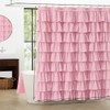 WestWeir Ruffle Shower Curtain,84-inches Extra Long,Pink Ruffled Bath Curtains for