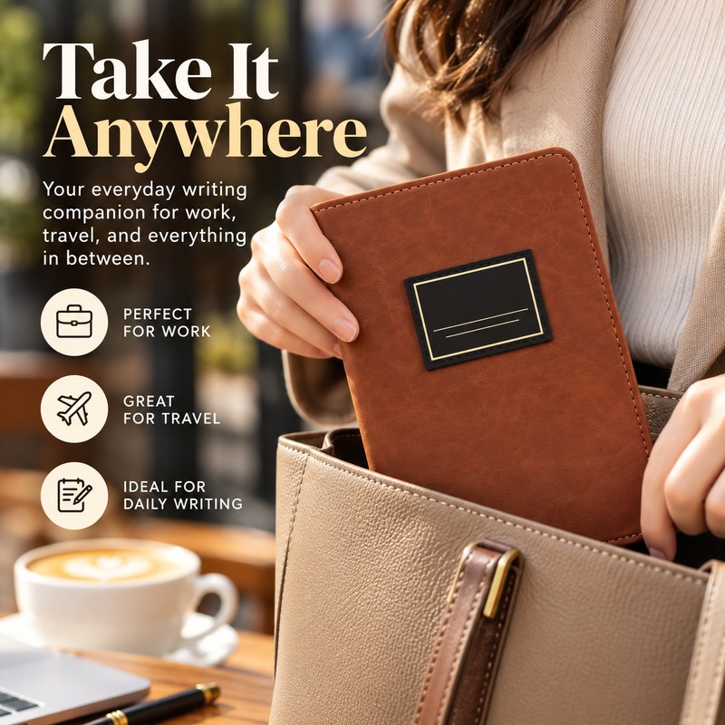Brown Faux Leather Journal for Daily Writing – Hardcover 365-Day