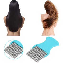 AlexVyan Long Terminator Lice Comb No Nit Hair Rid Head lice Superdensity Stainless Steel Metal Teeth Remove Nits Brush Comb-1-
