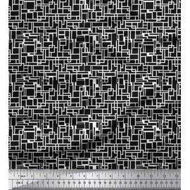 Soimoi Black Cotton Jersey Fabric Geometric Shirting Print Fabric BTY 58 Inch Wide