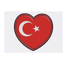 'Turkey Flag Heart' Temporary Tattoo - Water Resistant, Skin-Safe, Non-Toxic Transfer (TO00062423)