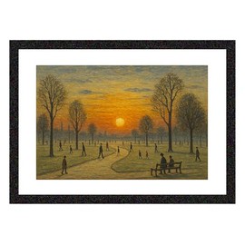 Greetingles Lowry-Style Framed Print. Beautiful Black Ash Frame. Various Designs (Lowry, Park Sunrise)