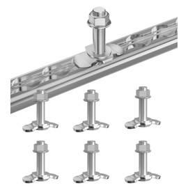 vandrabase 6 Pack L-Track Double Lug Threaded Stud Nut Fitting Tie Down,3000 LBS Max Load,L Track Accessories,Heavy Duty Cargo Control Anchor for Truck Bed & Trailer, 3/8"-24 UNF x 1.8" – Silver