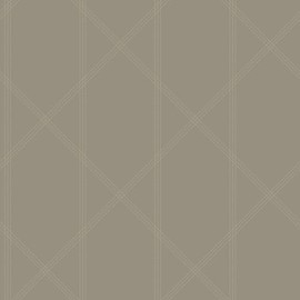 A-Street Prints Walcott Light Grey Stitched Trellis Wallpaper