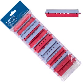 Ponik's Perm Wave Curlers for Perm Set - 19 mm - 12 Pieces - Cold Rollers with Round Rubber Tabs - Blue Red