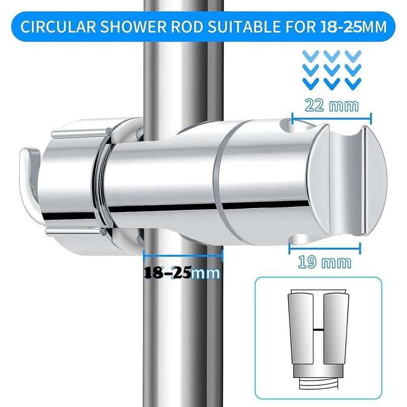 WUBAYI Shower Head Holder with 2 Hooks, Universal Shower Holder