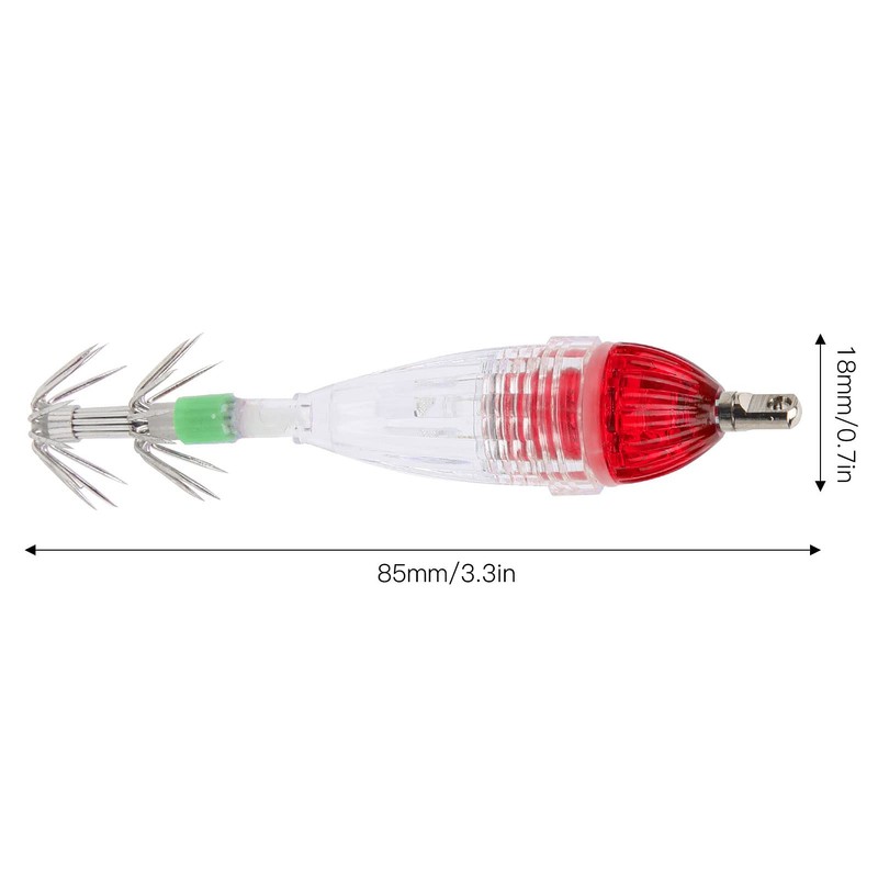 Luminous Squid Jig Hooks Red Light Colour LED Fishing Lure