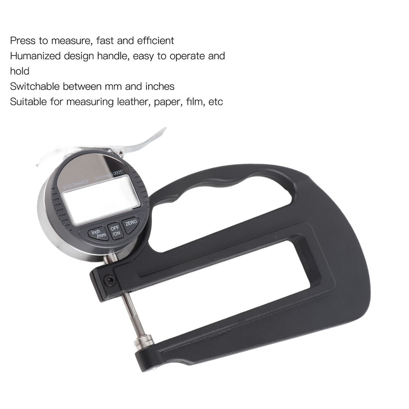 0‑12.7mm Digital Thickness Gauge 0.01mm/0.0005in Resolution Inch Metric Conversion for