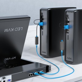 MT-VIKI 1 Pack USB VGA to RJ45 Dongle, Work for MT-VIKI CAT6 KVM Switch (1708MS-IP) Extend Distances up to 230ft/70m from KVM Console to Servers