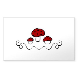 CafePress Red Mushrooms Sticker Rectangle Bumper Sticker Car Decal