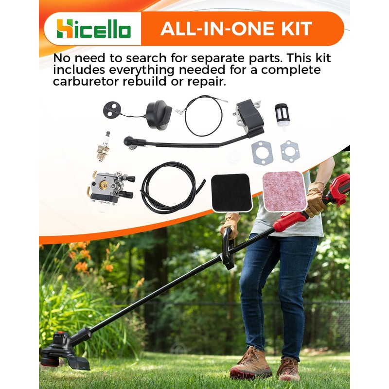 Hicello FS85 String Trimmer Carburetor Kit for STHIL FS75 FS80