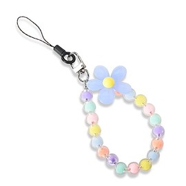Cell Phone Wrist Lanyards for Women Beaded Phone Strap Cell Phone Chain Wristlet Bead Cell Phone Rope Beaded Flower Bracelet Strap for Phone Accessories Lanyard Strap Wrist Friends Birthday Gift Ideas