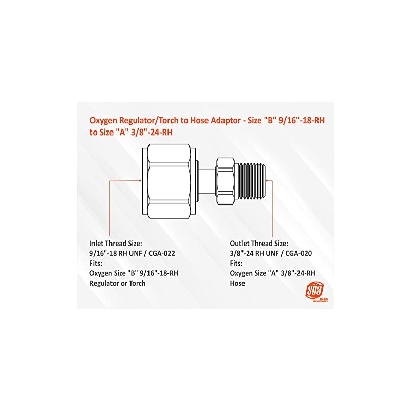 SÜA - Regulator/Torch to Hose Adaptors "B" 9/16"-18 to "A"