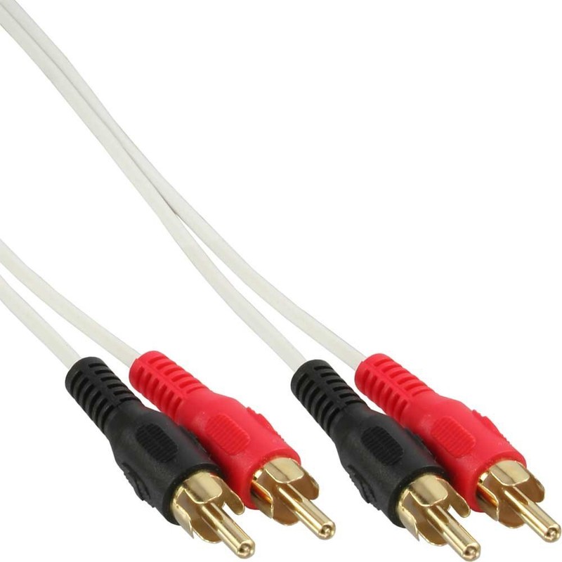 InLine® RCA Cable, 2x RCA M/M White/Gold 5 m