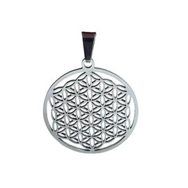 Felicidade Flower of Life Stainless Steel Pendant Symbol of Harmony and Positive Energy Ideal for Women Men Elegant Meaningful Jewelry (Silver), 2 cm, Stainless Steel