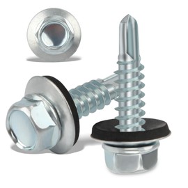 60PCS Roofing Screws with Rubber Washers 6.3x25mm Hex Head Self Tapping Screws Tech Screw for Metal Zinc Plated Corrugated Roofing Cladding Steel Screw for Tin Roof