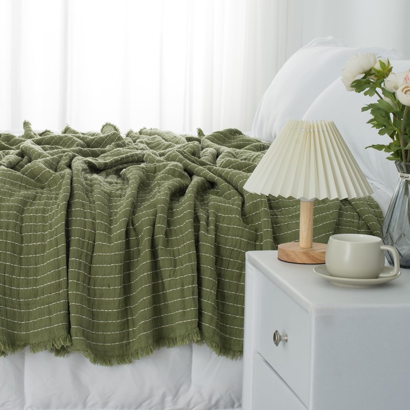 GINAMUSE Muslin Throw Blanket for Bed 100% Cotton Gauze Fall