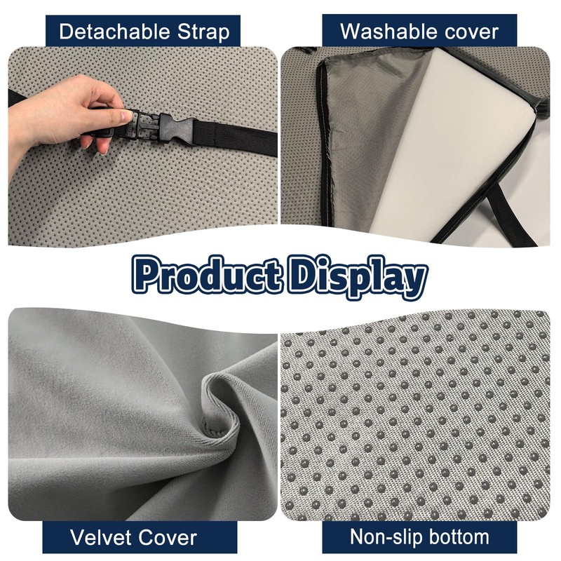 3-Fold Recliner Cushion with Head Pillow and Backrest (Grey)
