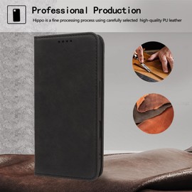 KQXG Case for Oppo A80 5G - Premium Synthetic Leather Wallet Cover, Magnetic Flip Card Slots, Foldable Kickstand, Shockproof Protection -Black