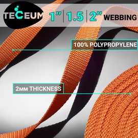 TECEUM Webbing 1 Inch Charcoal 10 Yards Webbing for Outdoor and Indoor Climbing (Orange, 1"-25 Yards)