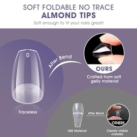 Uñas Postizas Cortas de Gel Estilo Ataúd: 240 Unidades de Uñas Postizas Acrílicas Transparentes Preformadas de Cobertura Completa Estilo Ataúd para Ma