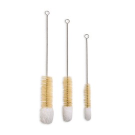 HIC Kitchen Soft-Tip Cleaning Brushes, Non-Scratch Microfiber with Boar Head Bristles, Set of 3 Sizes