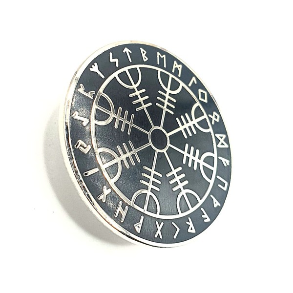 Viking Health Compass Protection Ancient Runes Norway Norway Norse Journey to Valhalla Thor Metal Enamel Pin Metal, Metal