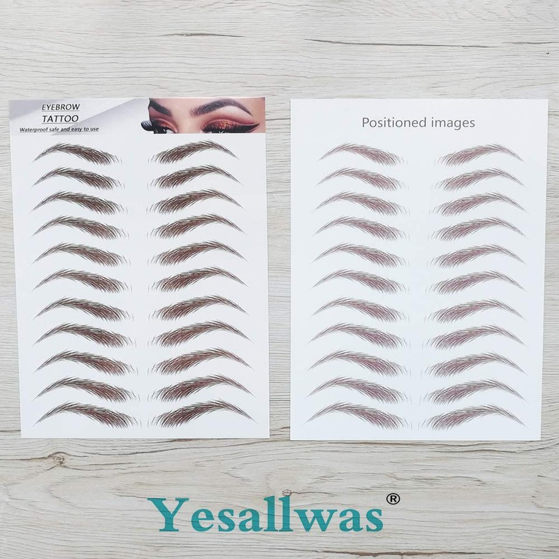Yesallwas 4D Eyebrow Tattoo Sticker 22-Pairs False Eyebrows Long Lasting
