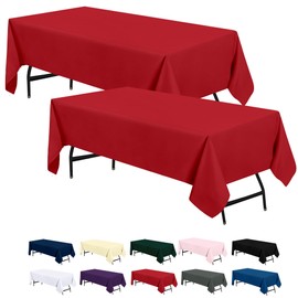 Utopia Kitchen Rectangle Table Cloth 2 Pack [90x132 Inches, Red] Tablecloth Machine Washable Fabric Polyester Table Cover for Dining, Buffet Parties, Picnic, Events, Weddings and Restaurants