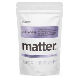 Matter Collagein, Colageno Hidrolizado Puro Peptan® Peptidos Grass-Fed con Leche de Coco Orgánica, Apoyo a Piel, Articulaciones y Vitalidad, Sabor Chocolate Belga Sin Azucar, 500 g (20 Porciones)