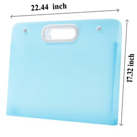 Sohynca Plastic Art Portfolio, Large Art Portfolio with Handles,Waterproof Portfolio Folder for Artwork, Arts Storage Case for Drawing Sketch Photography Poster (Blue 22.44 x 17.32 inch)