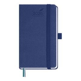BEZEND Pocket Calendar 2026 Small 15.5 x 9 cm | Calendar 2026 Book Calendar 1 Week 2 Pages | Diary 2026 Weekly Planner A6 with Pen Loop & PU Leather Hardcover - Blueberry